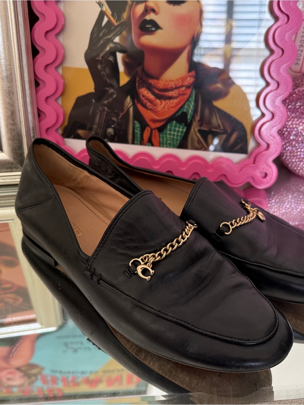 Coach Black Leather Hanna Loafers
